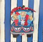 Load image into Gallery viewer, Americana: Blue Farm Truck Patriotic Charm 4th of July
