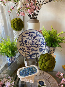 Artificial Fern in Ceramic Blue and White Pot