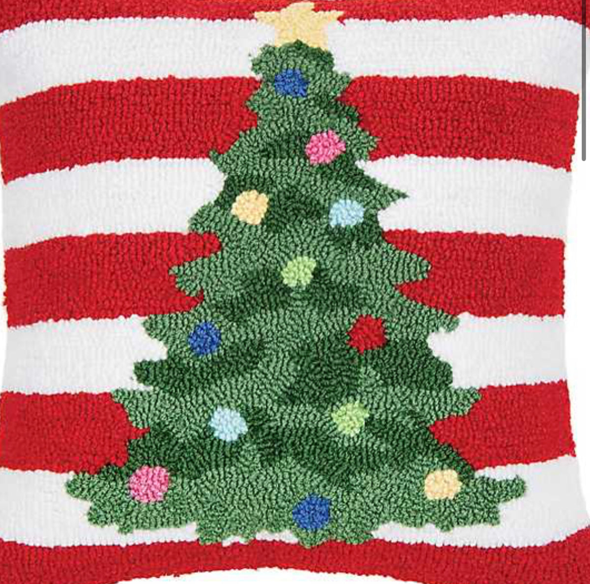 Christmas Tree Hooked Pillow MelizaInteriorsInc