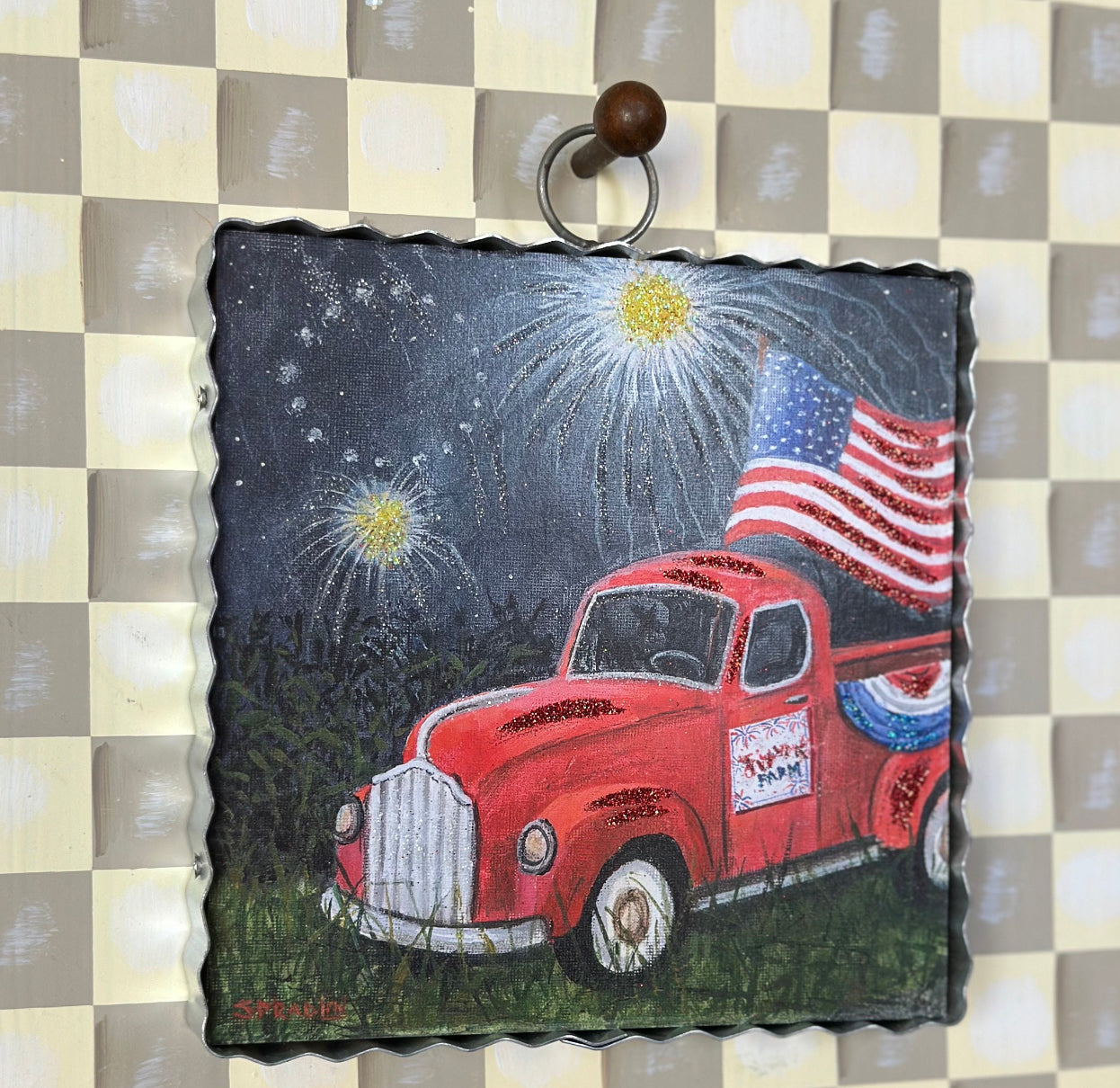 Americana: Red Farm Truck Patriotic Mini Print 4th of July