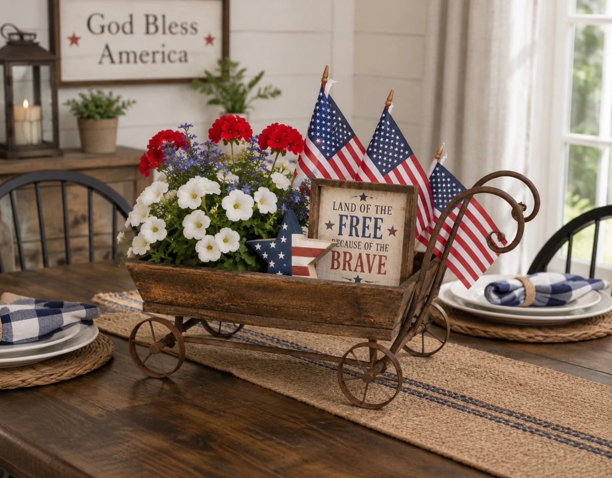New! Wooden and Iron Garden Wagon Cart – MelizaInteriorsInc