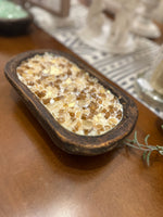 Load image into Gallery viewer, Fire Bowl Gold Glass “Spice” Soy Candle in Brown Dough Bowl
