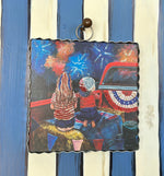 Load image into Gallery viewer, Americana: Children Watching Fireworks Patriotic Mini Print
