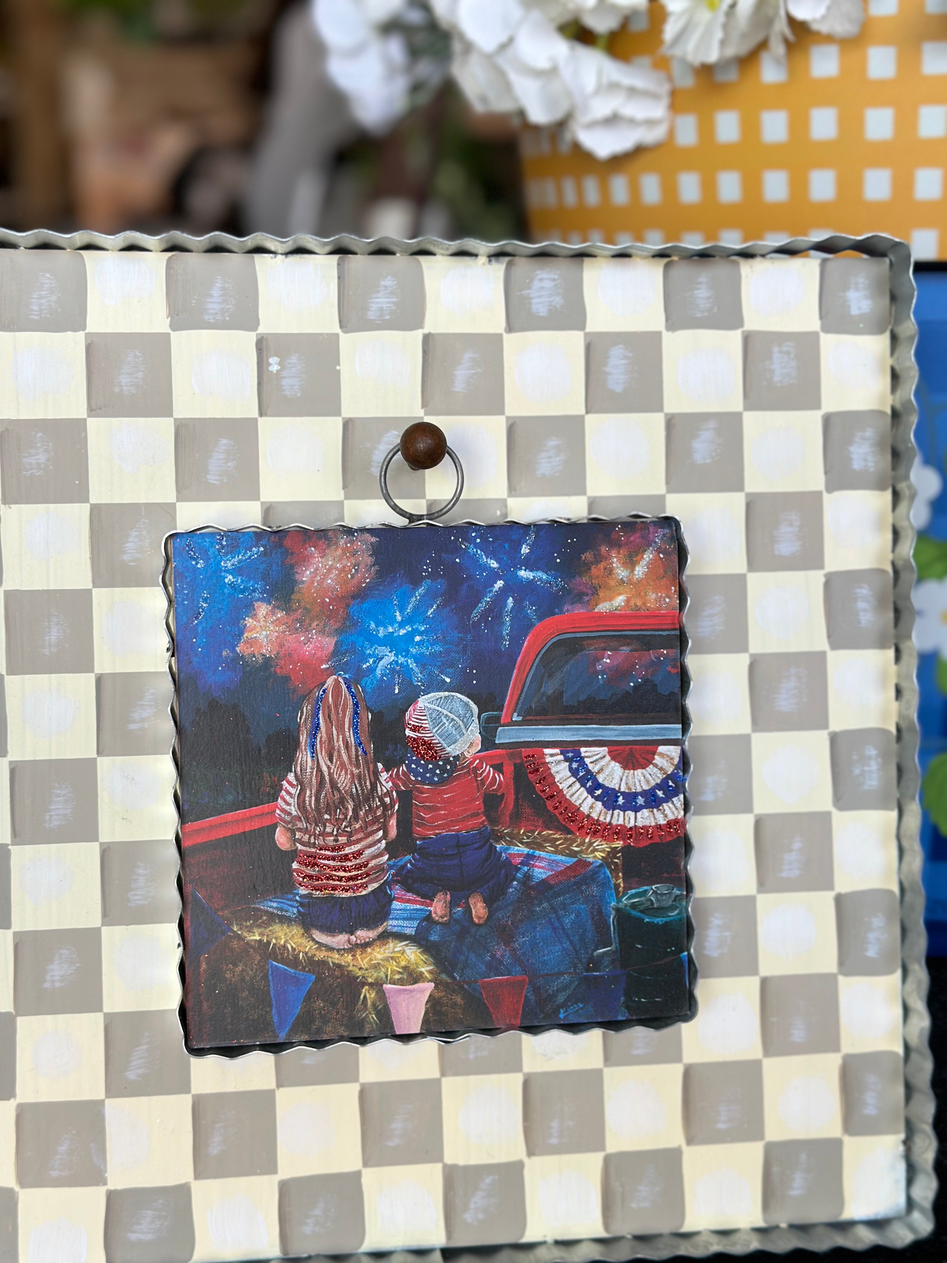 Americana: Children Watching Fireworks Patriotic Mini Print