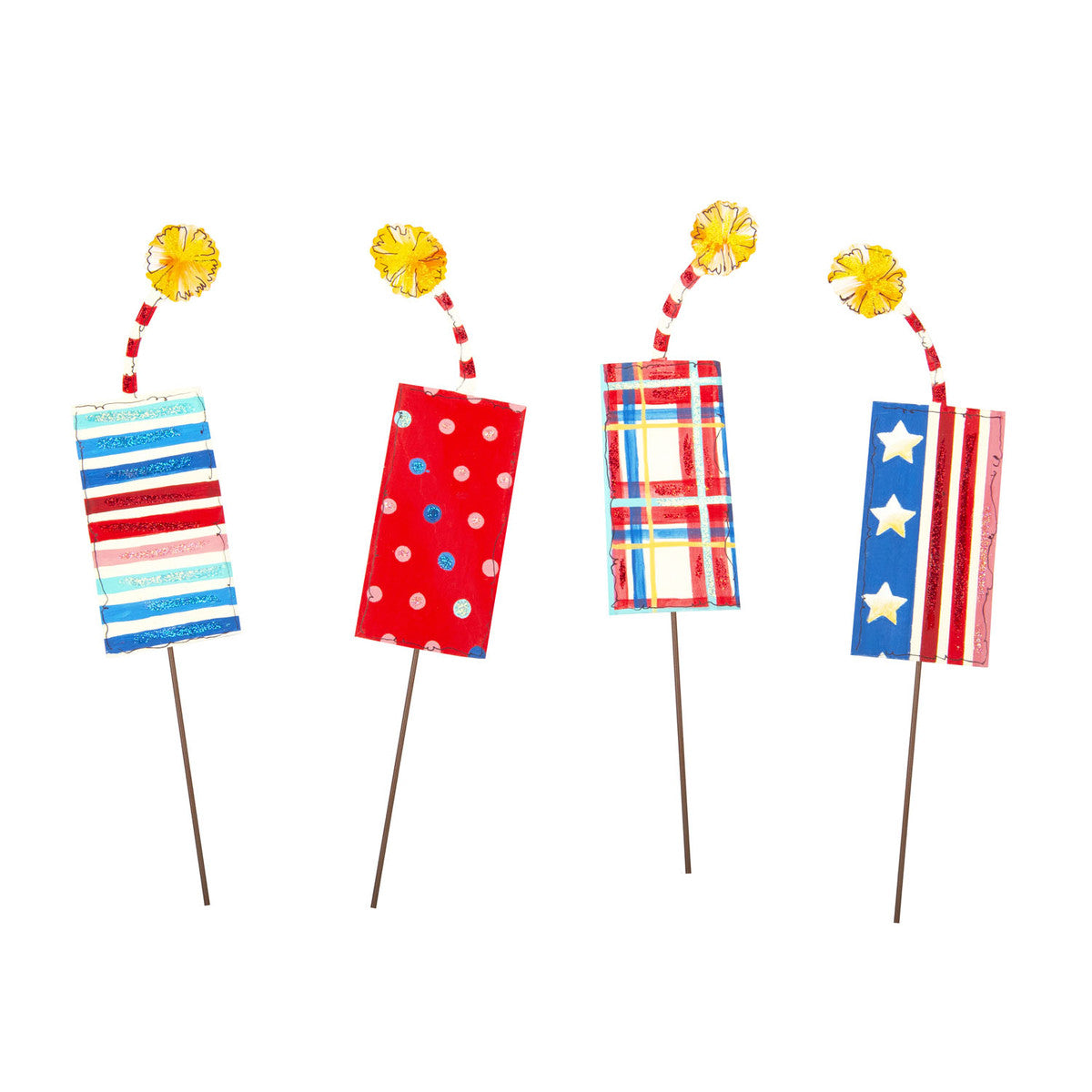 Americana: Set of 4 Metal Firecrackers with Stakes