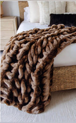 Load image into Gallery viewer, NEW! Couture Mocha Caramel Mink Faux Fur Throw
