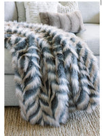 Load image into Gallery viewer, Grey Chevron Pattern Faux Fur Throw 60”x72”