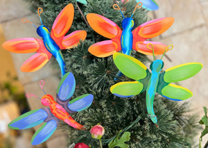 Bright Set of Metal Dragonfly Stakes
