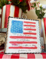 Load image into Gallery viewer, Flag Galatians 5:13 Galvanized Framed Mini Pic

