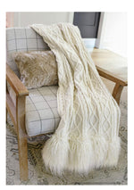 Load image into Gallery viewer, Ivory Knit Mongolian Faux Fur Throw
