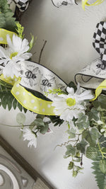 Load and play video in Gallery viewer, Bee Yellow, Black and White Harlequin Wreath
