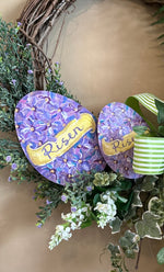 Load image into Gallery viewer, Easter Lavender Risen Eggs Wreath with Bows
