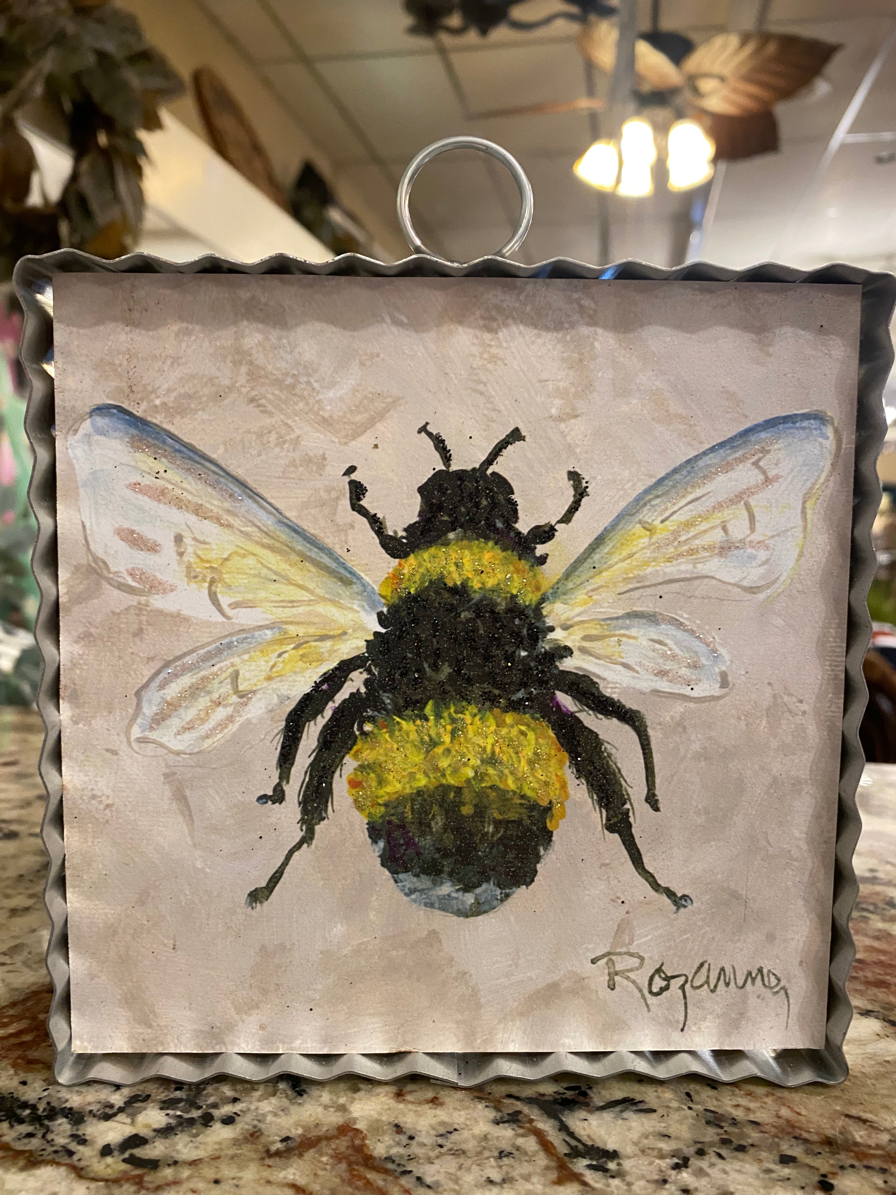 Bee Galvanized Framed Mini Pic