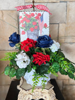 Load image into Gallery viewer, Americana Patriotic Floral Arrangement Mini Print Holder
