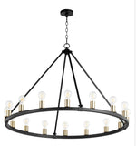 Load image into Gallery viewer, Paxton Round 16 LT Chandelier in Noir with Aged Brass
