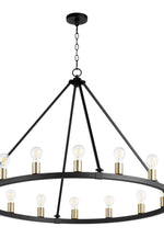 Load image into Gallery viewer, Paxton Round 16 LT Chandelier in Noir with Aged Brass
