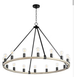 Load image into Gallery viewer, Paxton 16 Light Chandelier in Noir W/ Weathered Oak Finish
