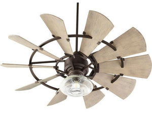 Clear Seeded Light Kit- 1902 Windmill Fan Oiled Bronze, Galvanized & Noir