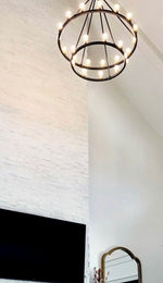 Load image into Gallery viewer, Paxton 24 Light Chandelier in Noir W/ Weathered Oak Finish
