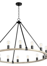 Load image into Gallery viewer, Paxton 16 Light Chandelier in Noir W/ Weathered Oak Finish

