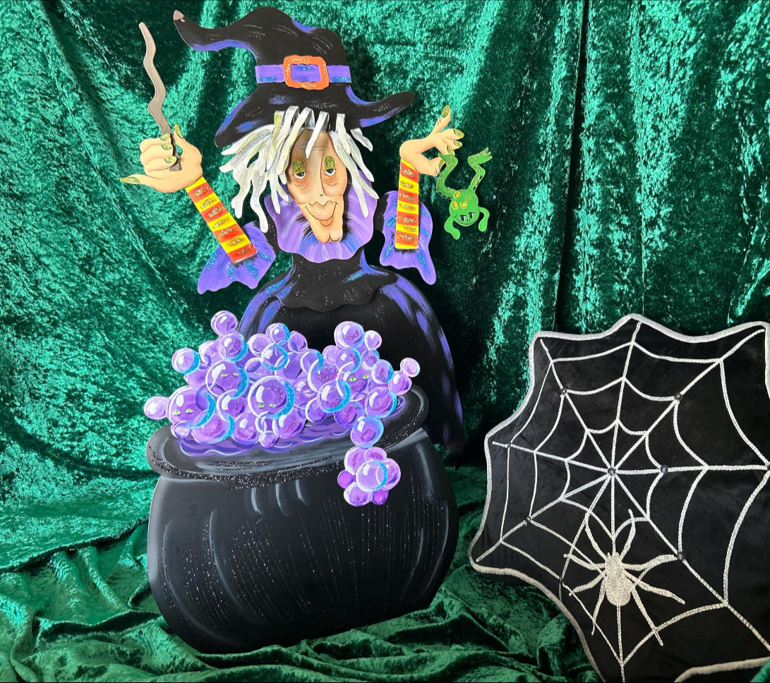 Small Tillie the Witch Metal Black, Purple, with Frog Roundtop Collection