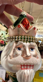 Load image into Gallery viewer, Green Santa with Bling Blown Glass Ornament Mark Roberts
