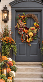 Load image into Gallery viewer, Luxe Large 34” Fall Leopard Pumpkin Hydrangea Floral Wreath
