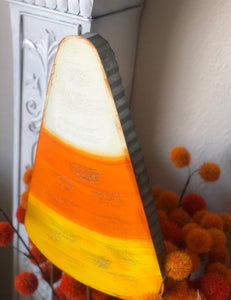 Fall/Halloween: Candy Corn Metal Stake with Galvanized Edge