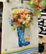 Load image into Gallery viewer, Spring Outdoor Flag Embellished Floral Rain Boot Spring Has Spring Flowers with Custom Bow
