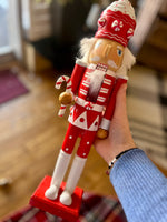 Load image into Gallery viewer, Christmas Nutcrackers Red &amp; White Candy Accents Set of 2
