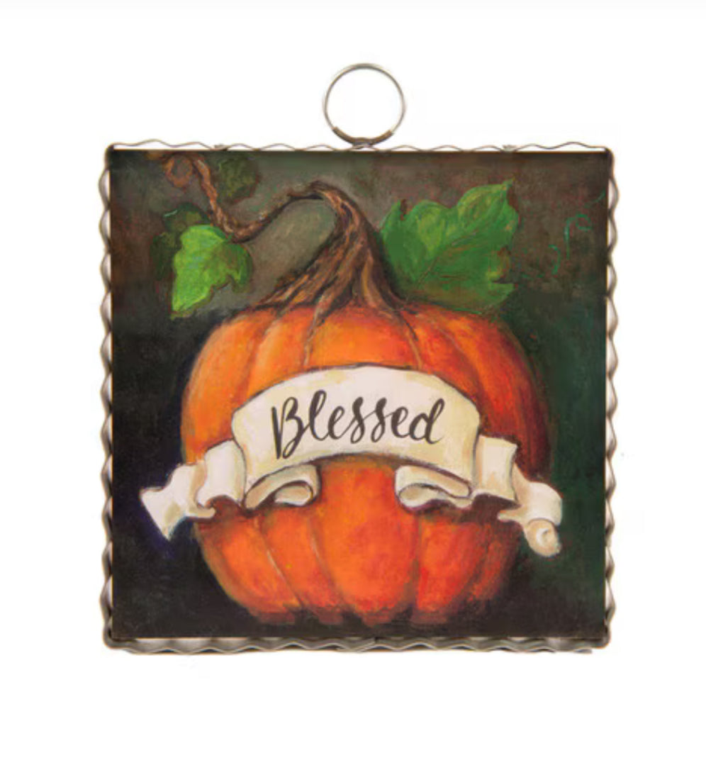 Blessed Pumpkin Mini Print with Galvanized Frame