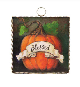 Blessed Pumpkin Mini Print with Galvanized Frame