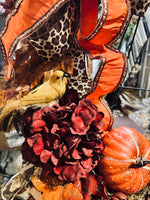 Load image into Gallery viewer, Fall Leopard Chocolate Ribbon Floral Wreath
