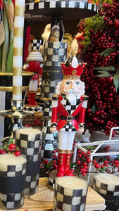 Nutcracker Black & White, Gold, and Red with Check Pattern 13”h Set of 2