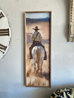 Load image into Gallery viewer, Cowboy Riding Western Art with Wood Frame
