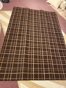 Brown Hide & Leather Grid Wool Area Rug (8x10)