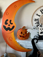 Load image into Gallery viewer, Biggest Moon Orange Halloween Metal Outdoor Stake or Hang
