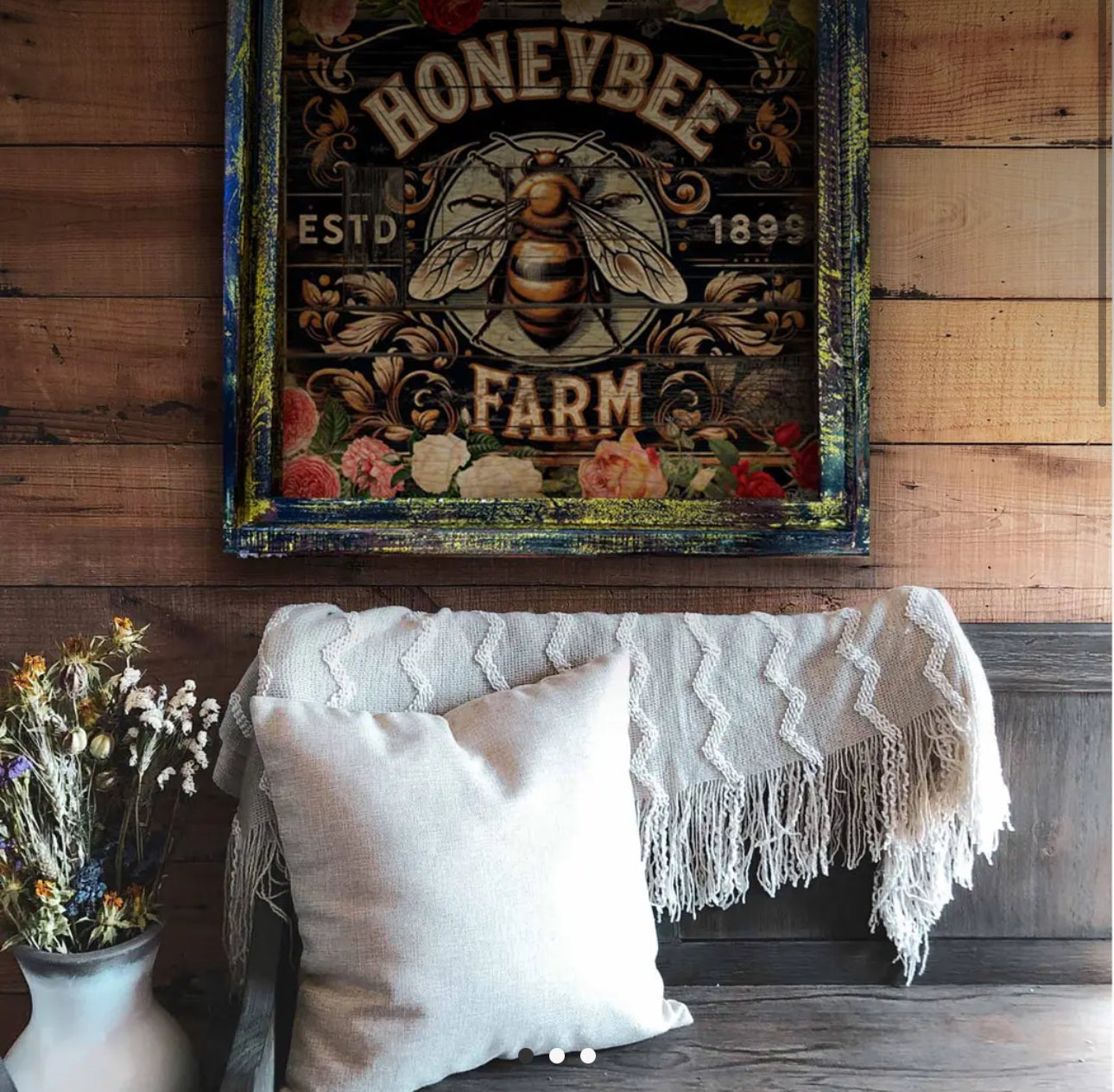 Rustic Boho Honey Bee Distressed Frame