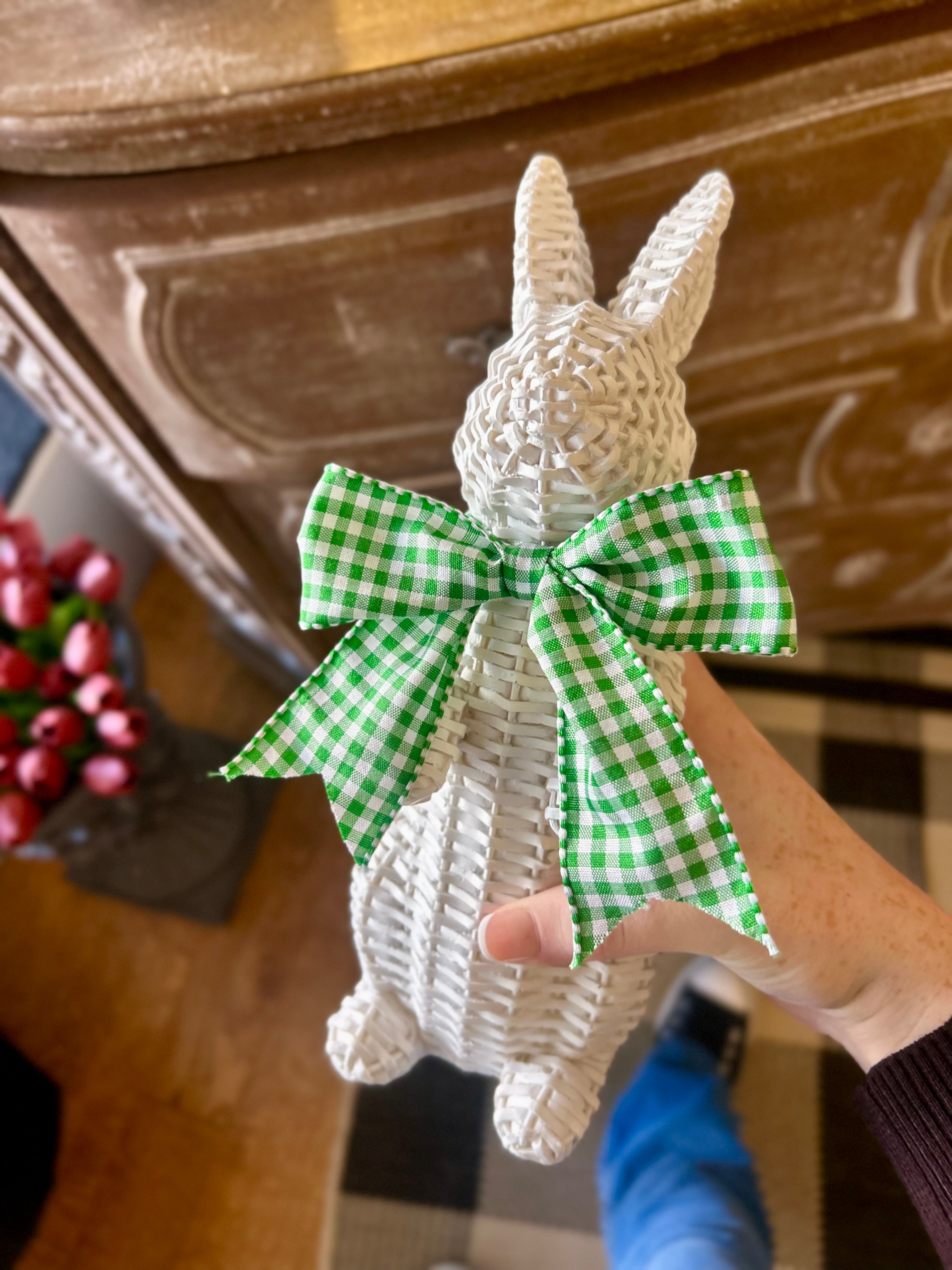 Easter/Spring Collection: White Wicker Bunnies Set of 2