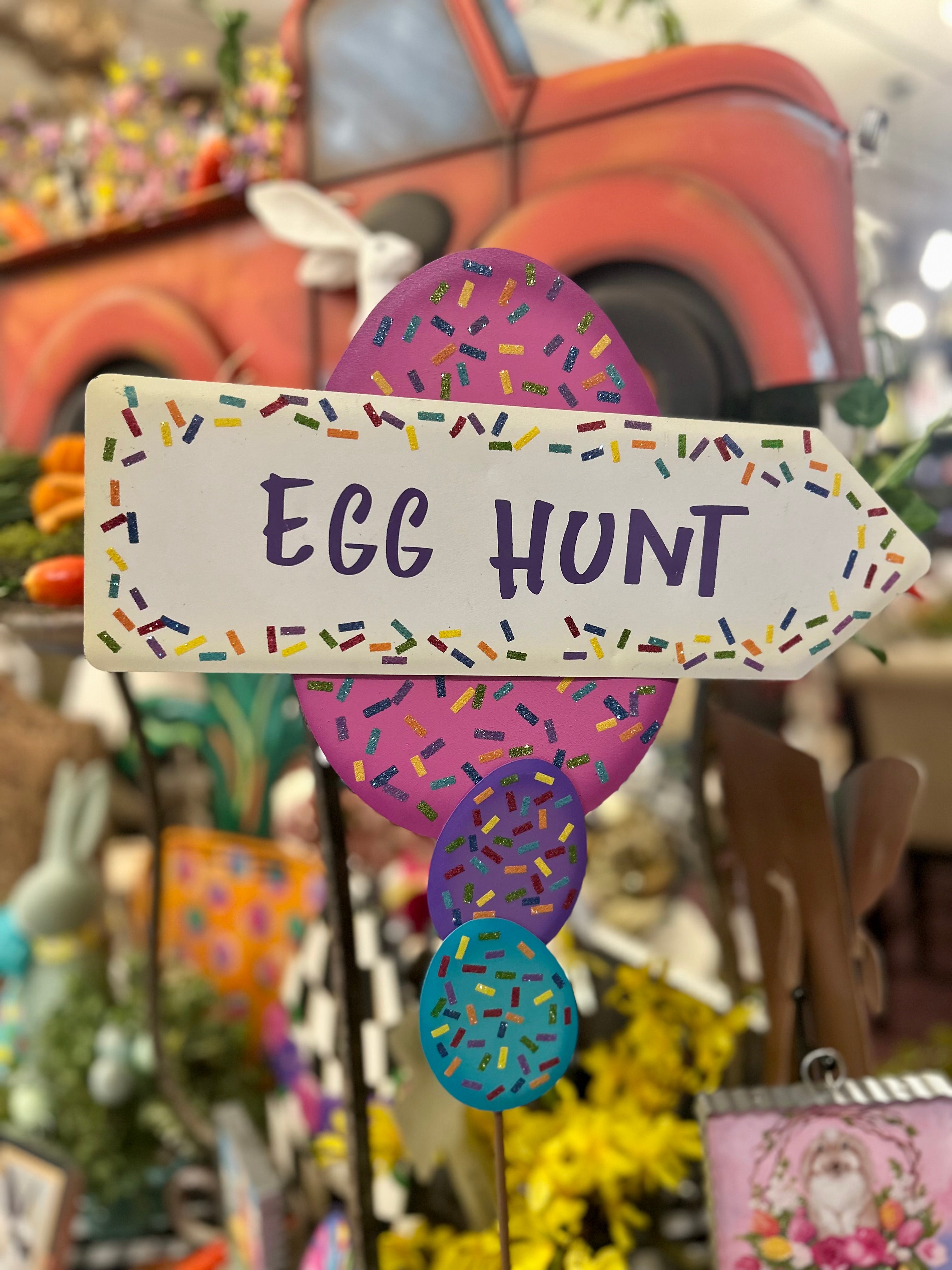 Party Egg Hunt Metal Stake Sign