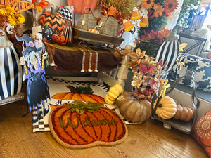 Orange Pumpkin Shaped Welcome Coir Door Rug