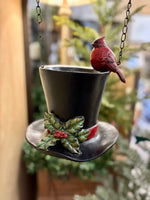 Load image into Gallery viewer, Red Cardinal Black Top Hat Arrow Replacement with Open Top for Florals
