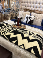 Load image into Gallery viewer, Aztec Awa Black and Natural Blanket
