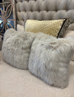Load image into Gallery viewer, Faux Fur Cape Fox Beige and White 18”x18” Pillow

