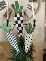 Load image into Gallery viewer, Black and White Patterned Carrots Outdoor Stake Set of 3
