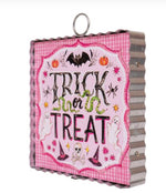 Load image into Gallery viewer, Pink Trick or Treat Mini Print with Galvanized Frame
