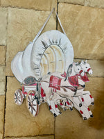 Load image into Gallery viewer, Sooner Wagon Door Hanger with Shimmering Finish
