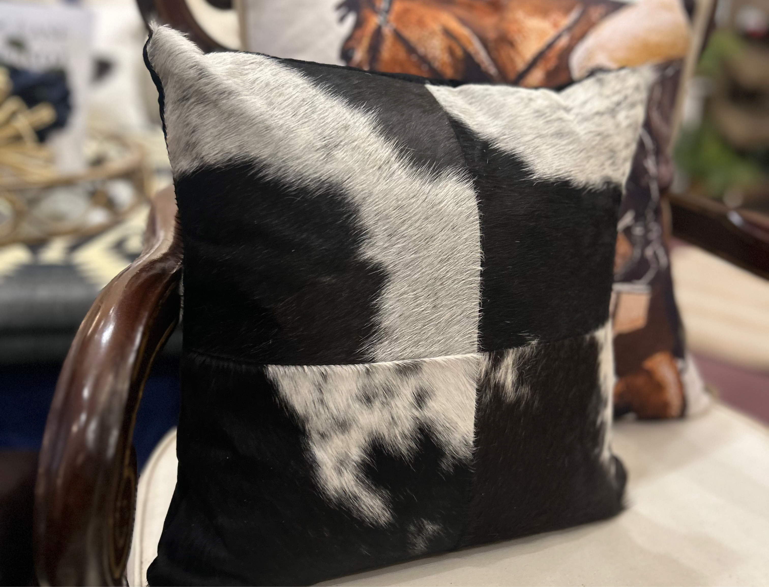 Cowhide Brown and White Pillow 16" with Form