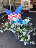 Load image into Gallery viewer, Patriotic Check, Stars &amp; Stripes Bugs Red White &amp; Blue Metal Stake
