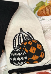 Harlequin, Chevron, Sequins Halloween White Towel